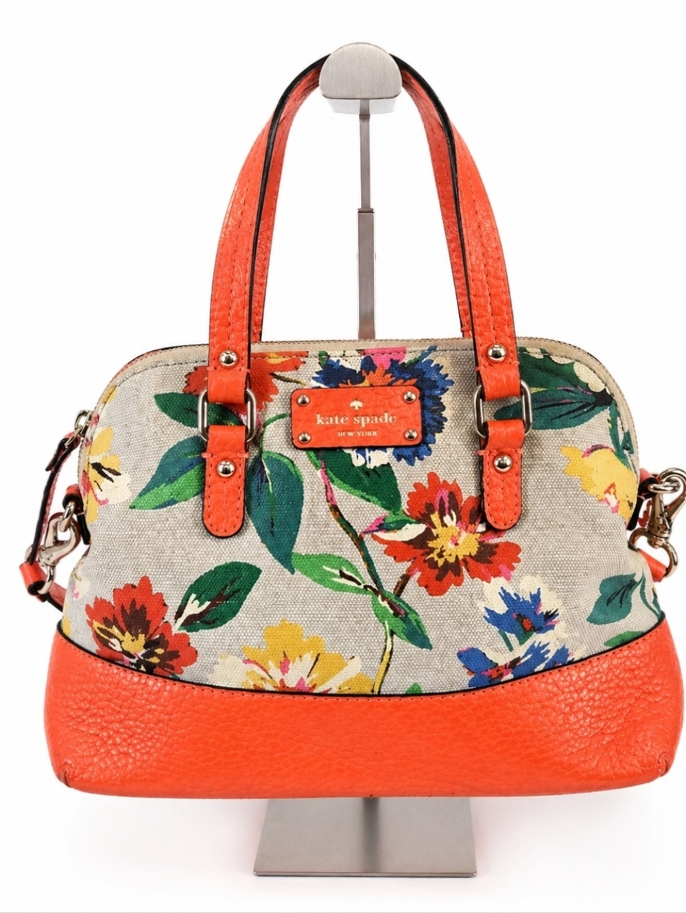 ✨️Kate Spade New York Grove Court Floral Canvas Pebbled Leather Satchel OS